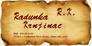 Radunka Krnjinac vizit kartica